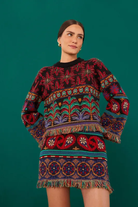 Black Night Sky Sweater Skirt sold by FARM Rio