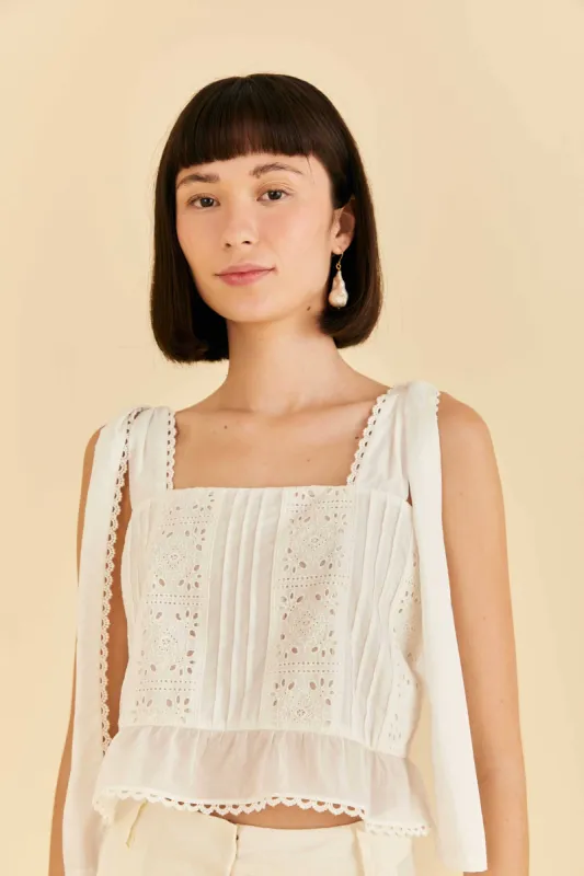 Off-White Lace Top sold by FARM Rio