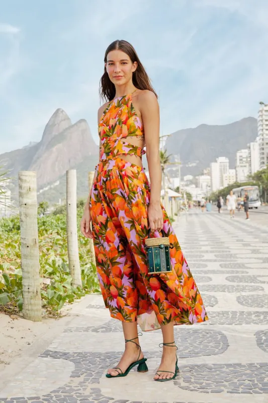 Lilac Mango Macaws Midi Dress sold by FARM Rio