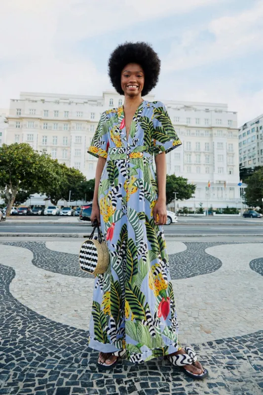 Blue Striped Bananas Jumpsuit sold by FARM Rio