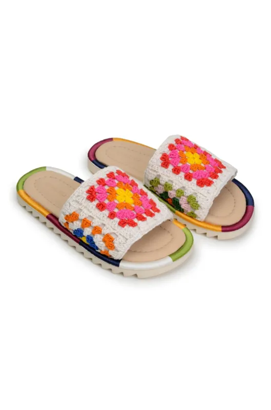 Off-White Crochet Slide Sandal sold by FARM Rio