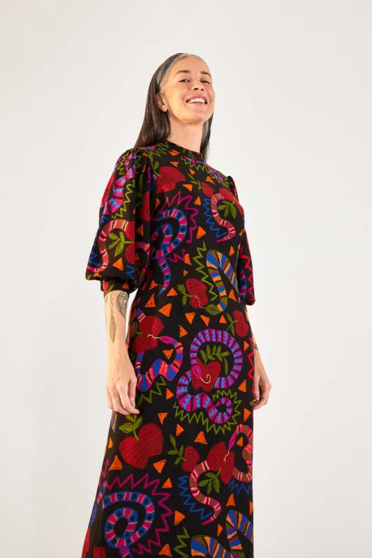 Black Jungle Fruits Midi Dress sold by FARM Rio
