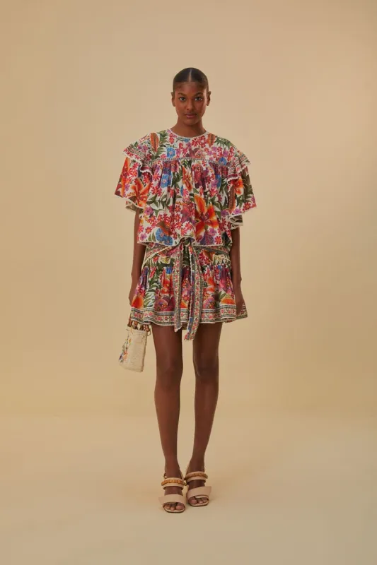 Off-White Tropical Yard Mini Skirt sold by FARM Rio