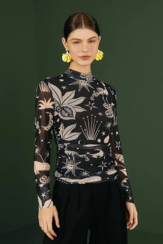 Black & White Cerrado Sky Tulle Blouse sold by FARM Rio