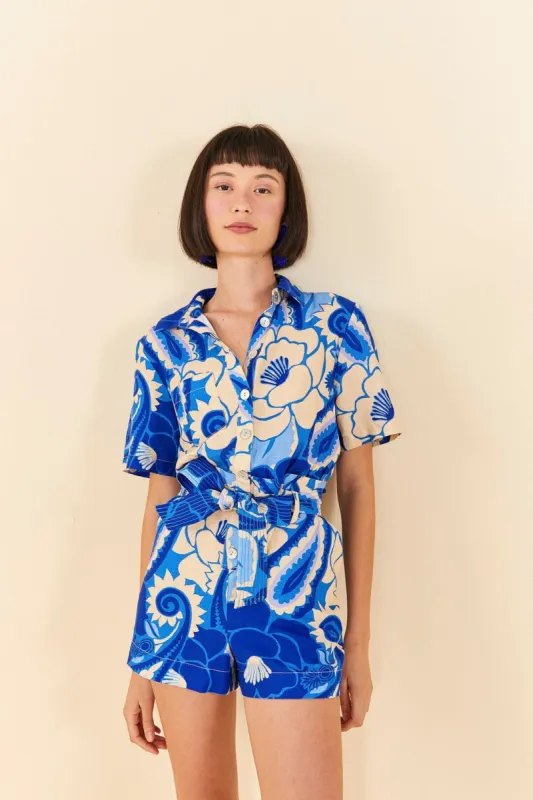 Blue Tropical Groove Romper sold by FARM Rio