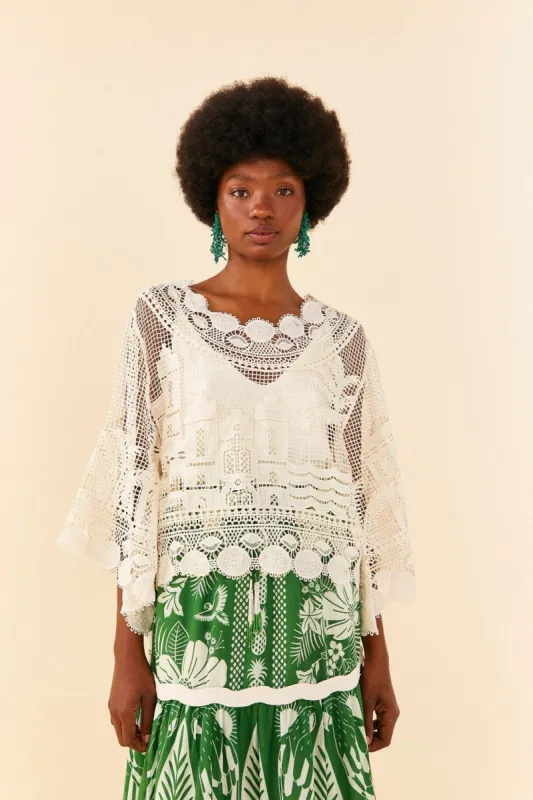 Off-White Morada Boa Guipire Blouse sold by FARM Rio