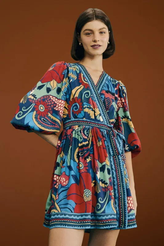 Blue Vintage Forest Lenzing™ Ecovero™ Viscose Mini Dress sold by FARM Rio