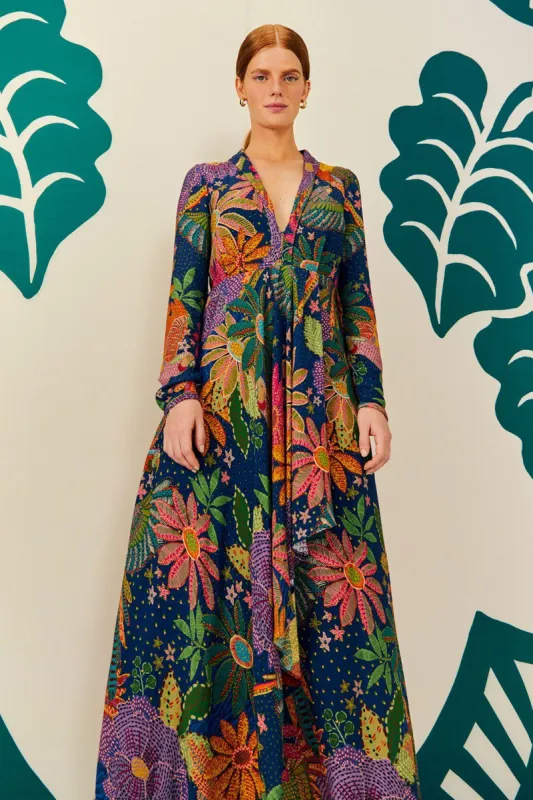 Navy Cool Macaw Maxi Dress sold by FARM Rio