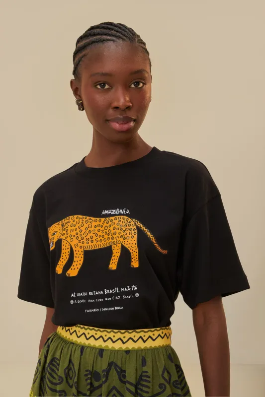 Black Amazonia Organic Cotton Relaxed T-Shirt sold by FARM Rio