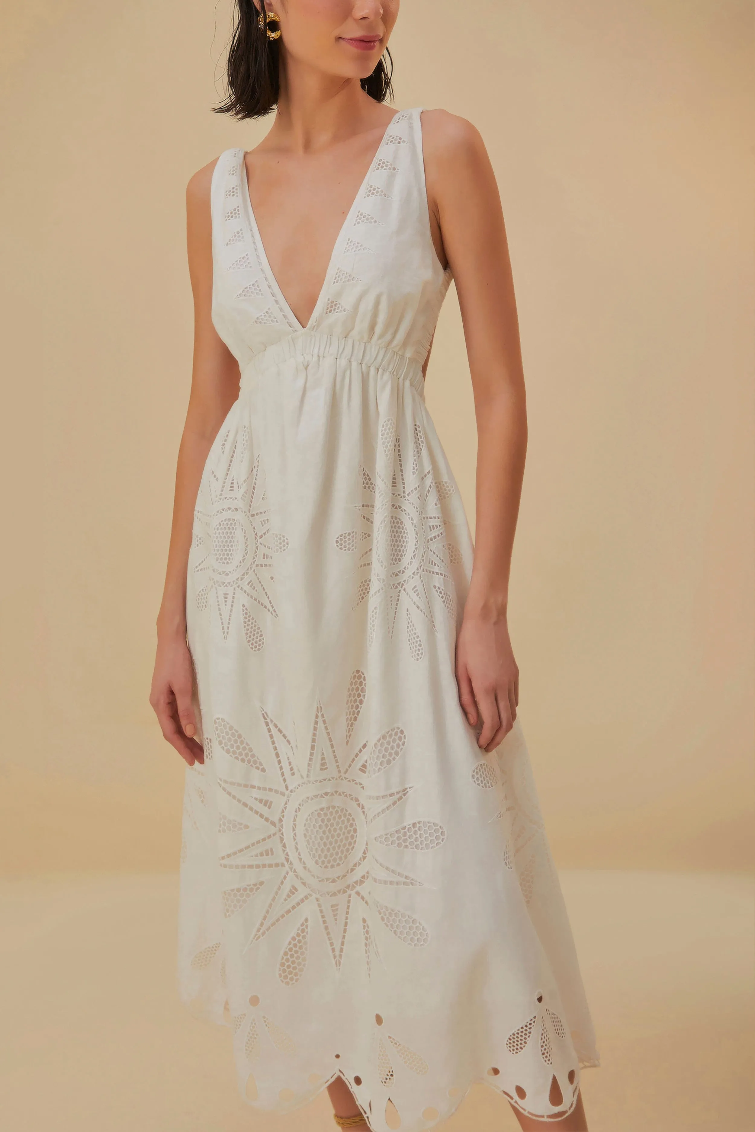 Off-White Maxi Richelieu Lenzing™ Ecovero™ Euroflax™ Maxi Dress sold by FARM Rio