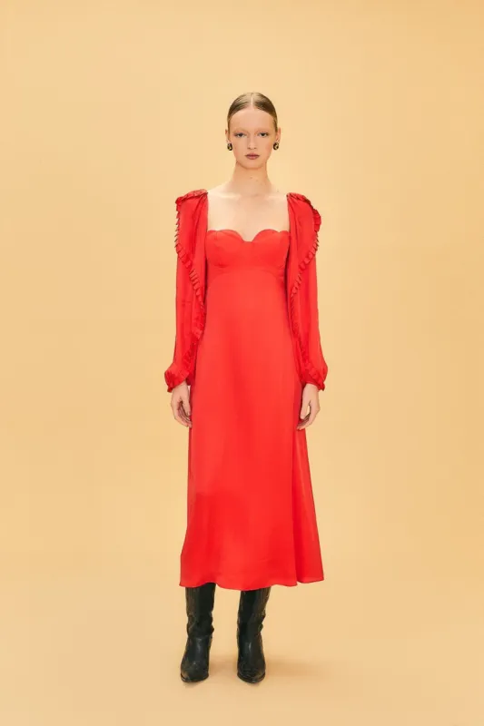 Red Heart Shaped Neckline Long Sleeve Midi Dress sold by FARM Rio