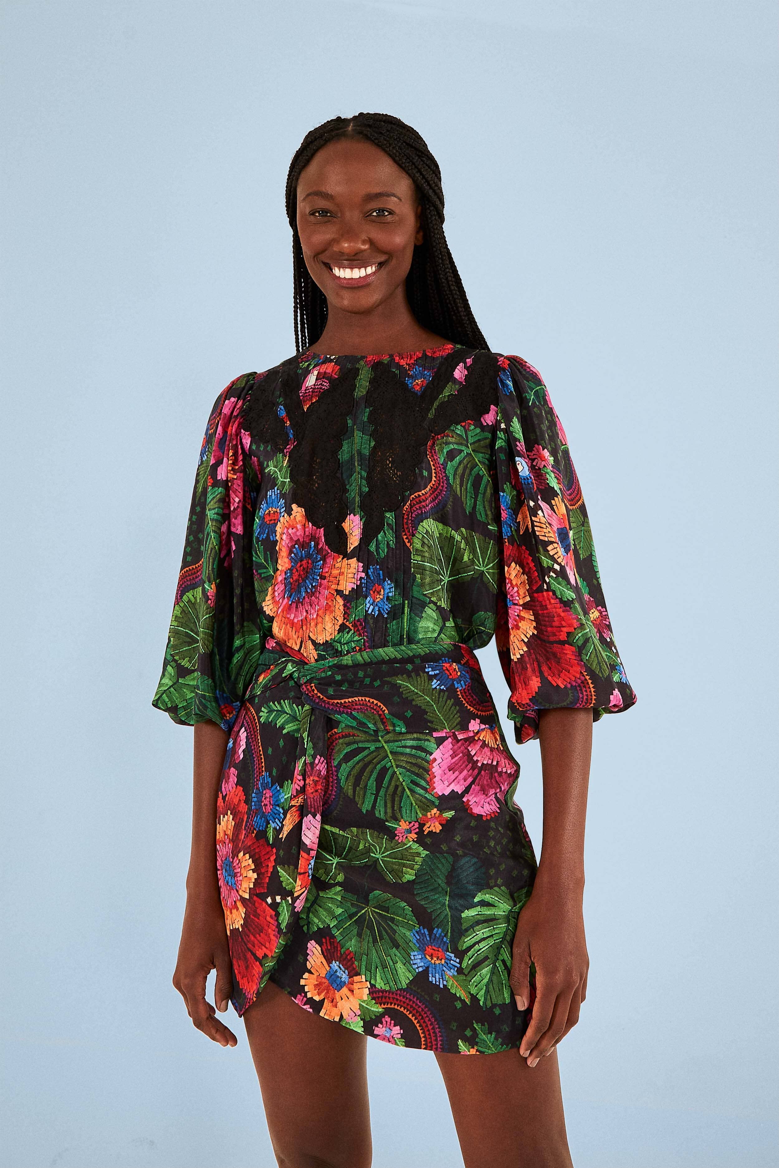 Black Blooming Garden Mini Skirt sold by FARM Rio product image thumbnail 2