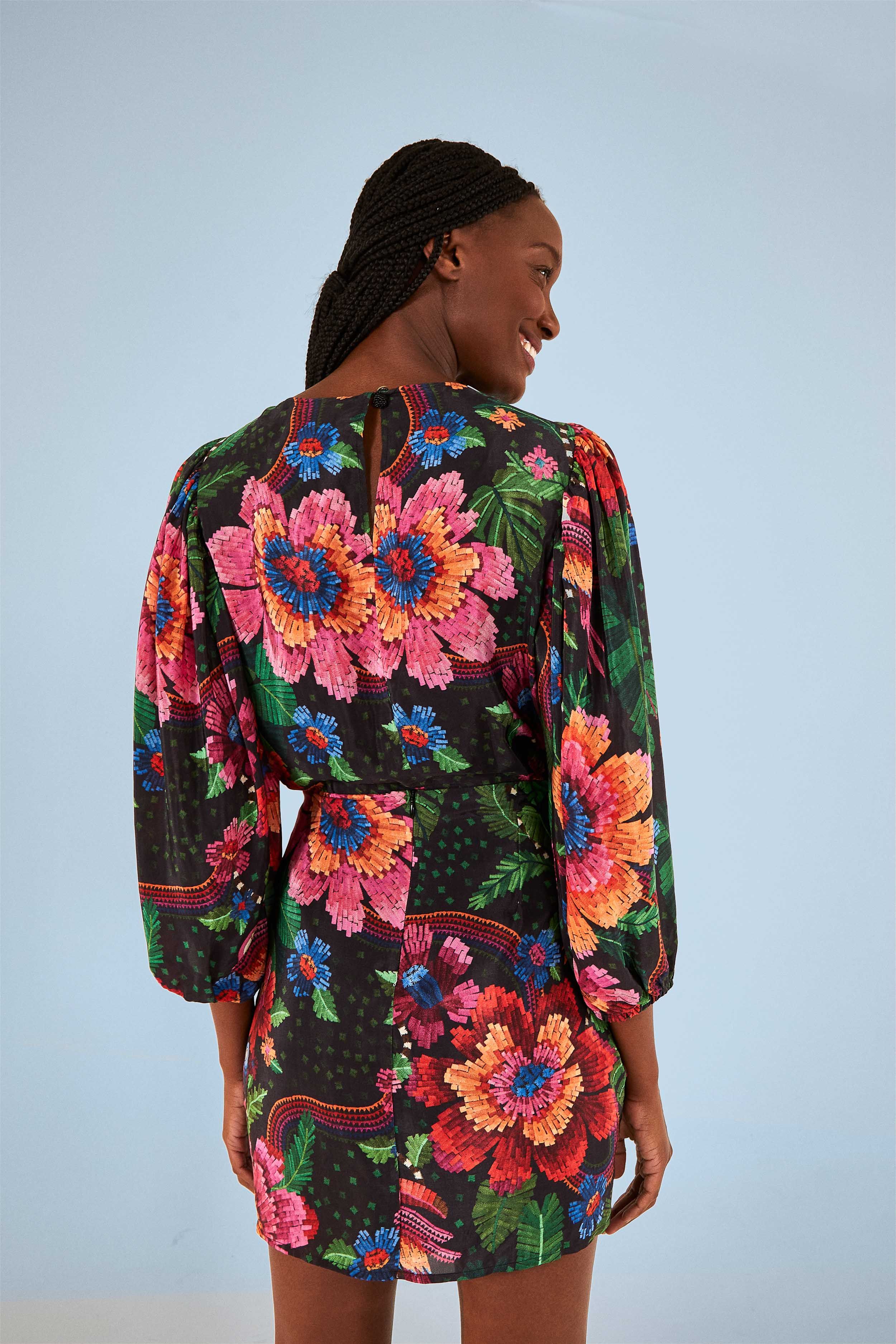 Black Blooming Garden Mini Skirt sold by FARM Rio product image thumbnail 4