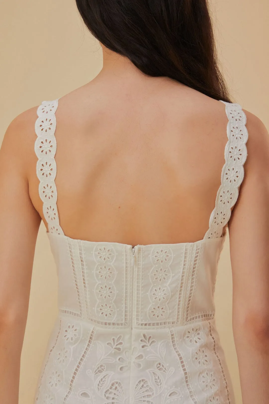 White Richelieu Sleeveless Midi Dress sold by FARM Rio product image thumbnail 5