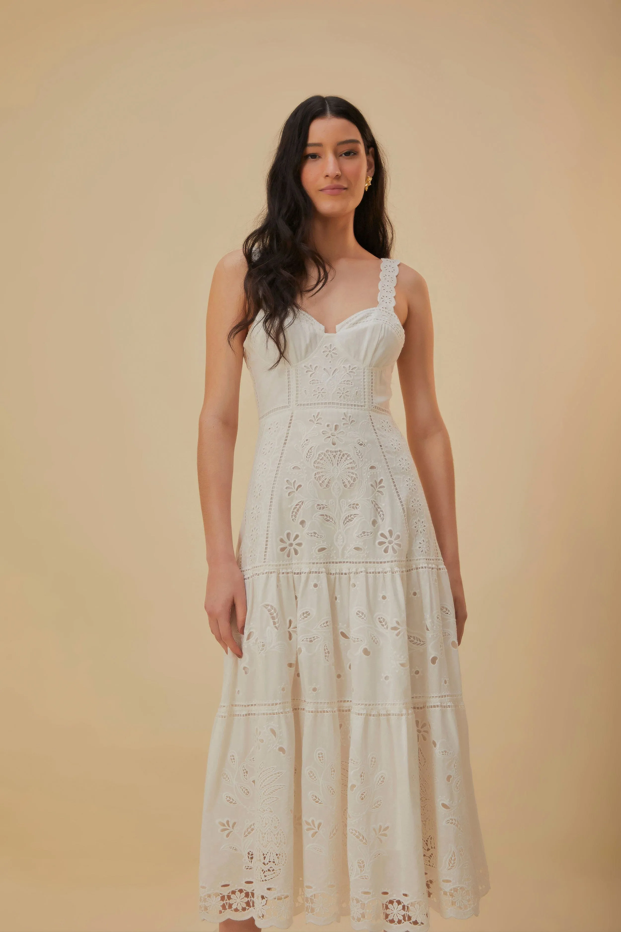 White Richelieu Sleeveless Midi Dress sold by FARM Rio product image thumbnail 2