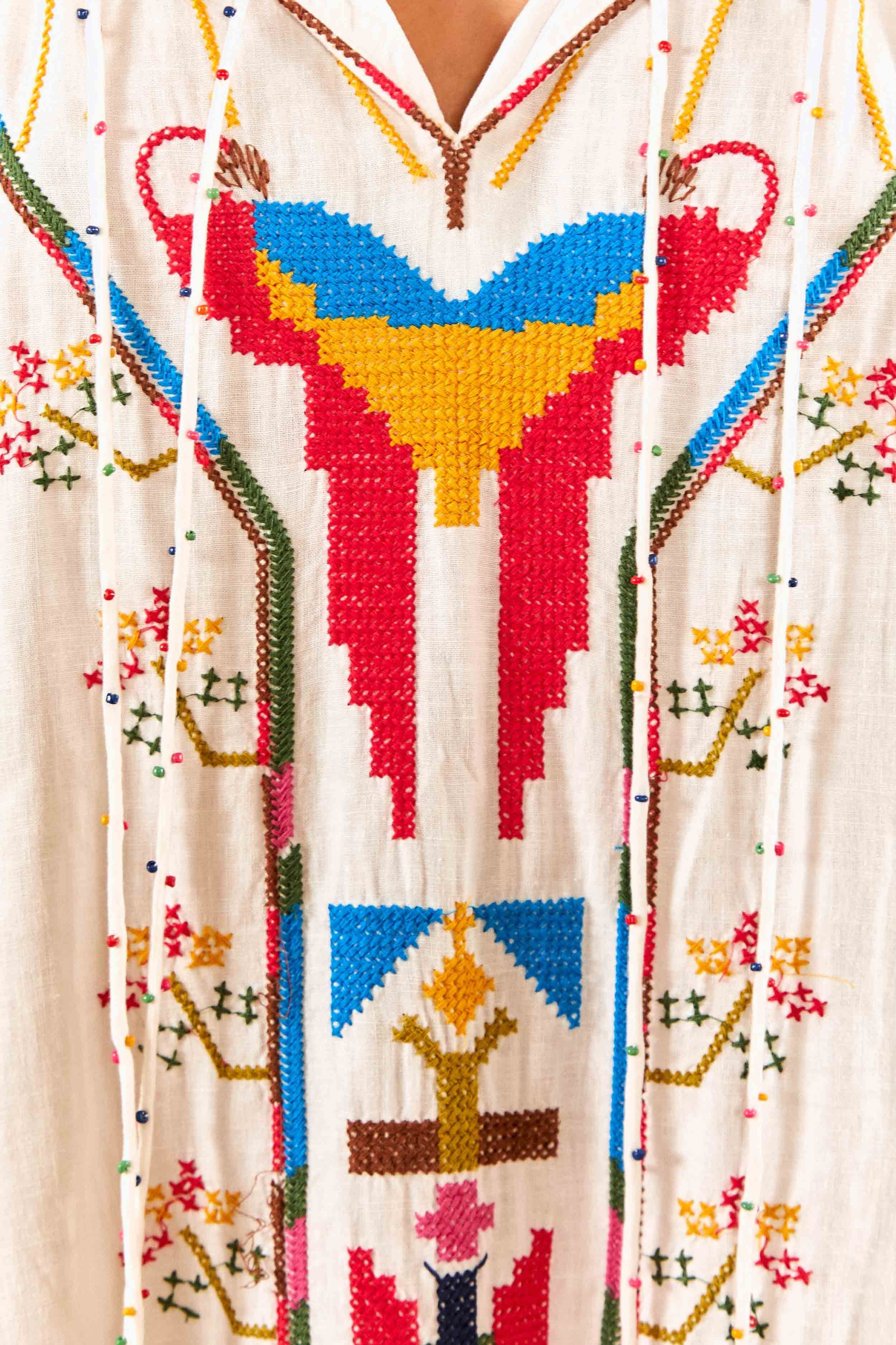 White Macaw Embroidered Maxi Dress sold by FARM Rio product image thumbnail 5