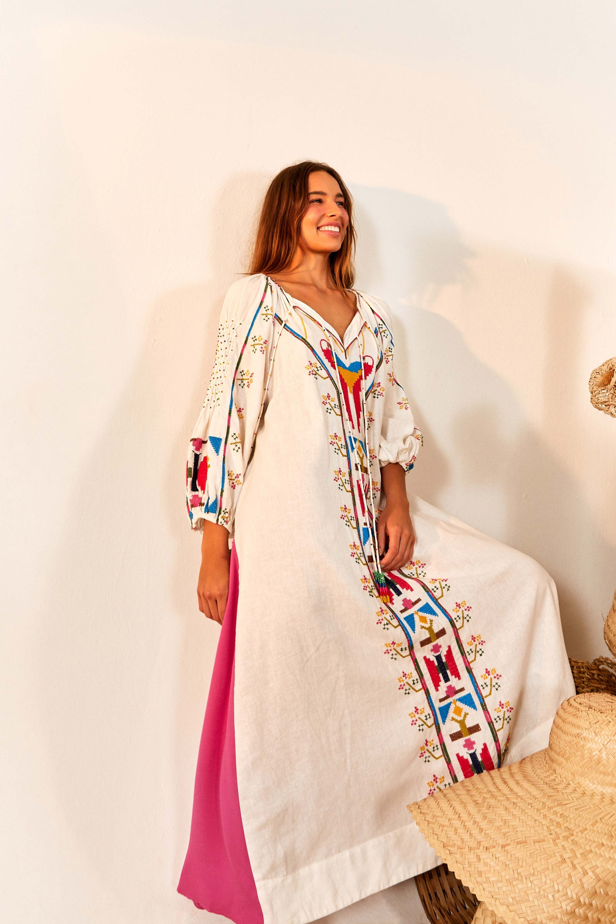 White Macaw Embroidered Maxi Dress sold by FARM Rio