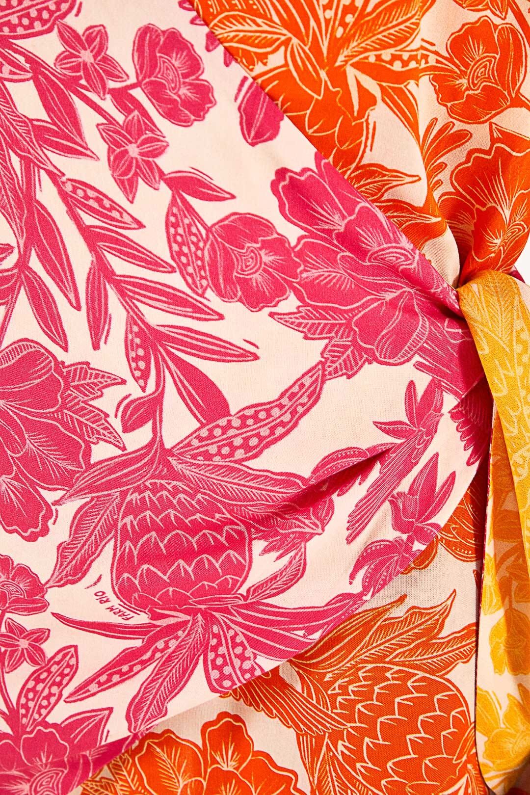 Pink Tropical Woodcut Cover Up sold by FARM Rio product image thumbnail 5