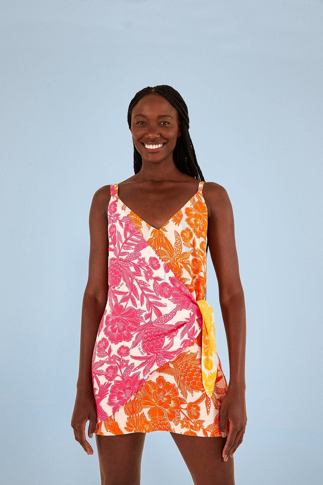 Pink Tropical Woodcut Cover Up sold by FARM Rio