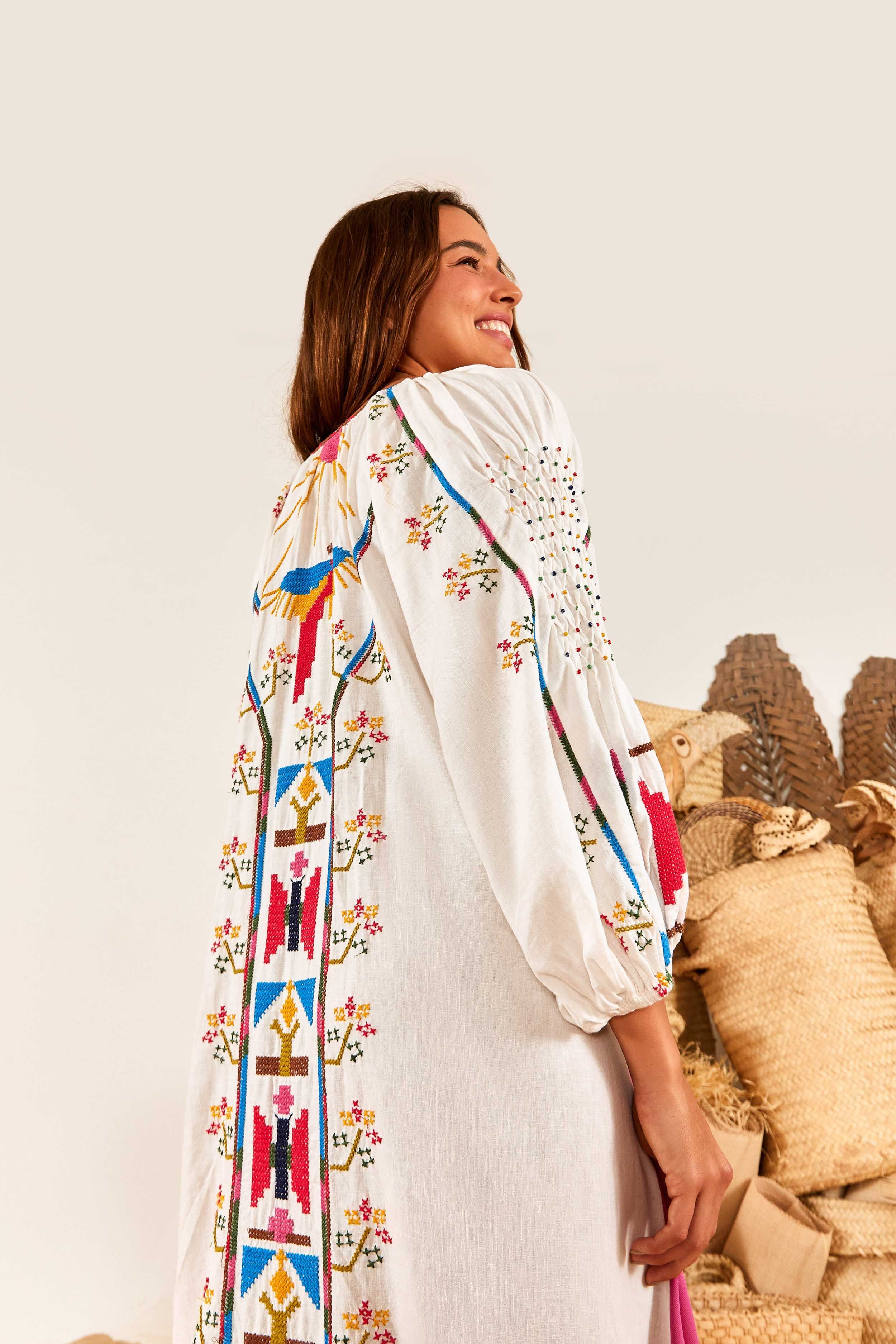 White Macaw Embroidered Maxi Dress sold by FARM Rio product image thumbnail 4