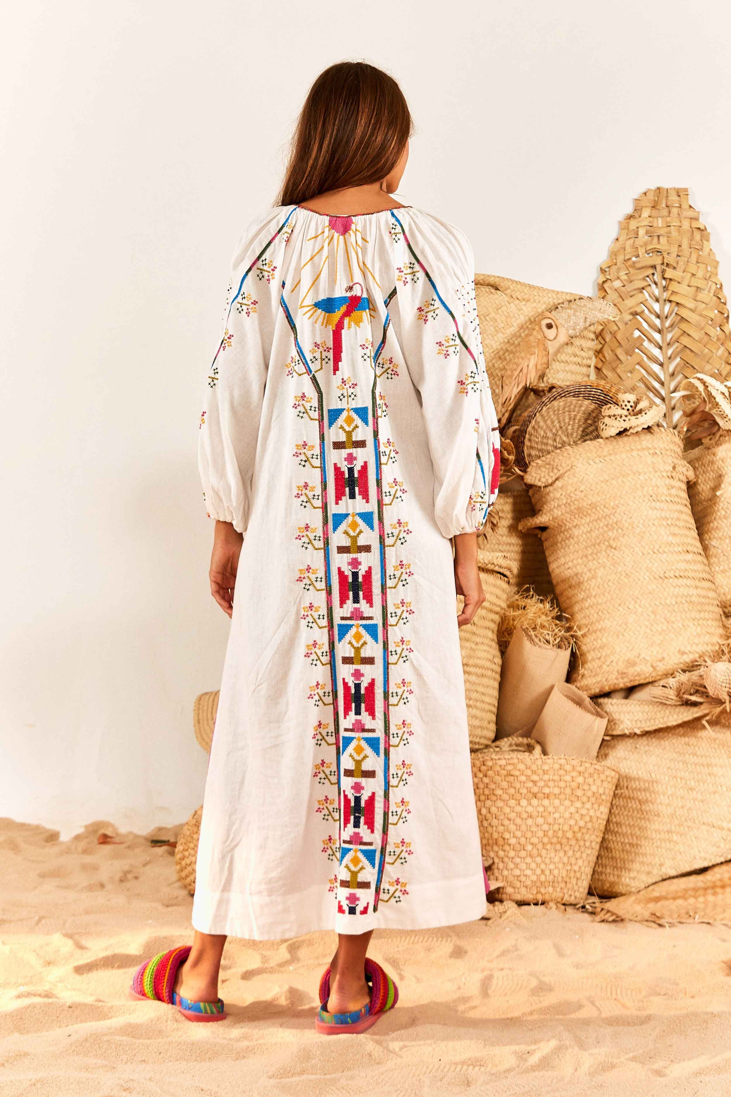 White Macaw Embroidered Maxi Dress sold by FARM Rio product image thumbnail 2