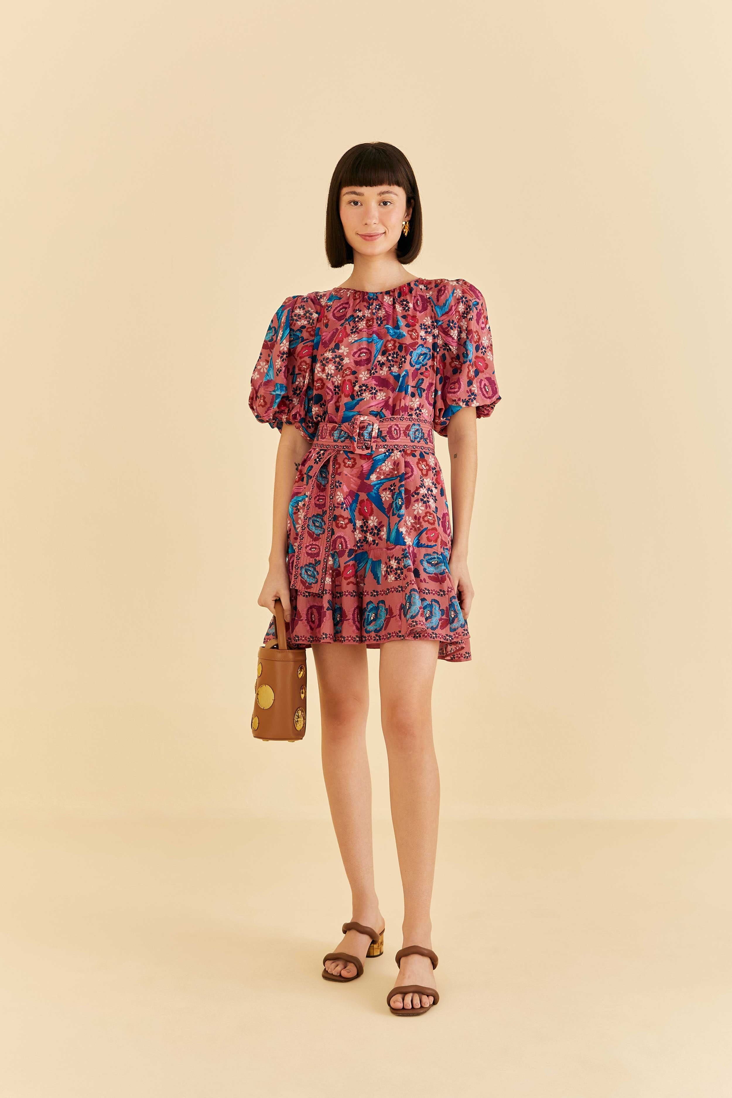 Blush Floral Birds Mini Dress sold by FARM Rio