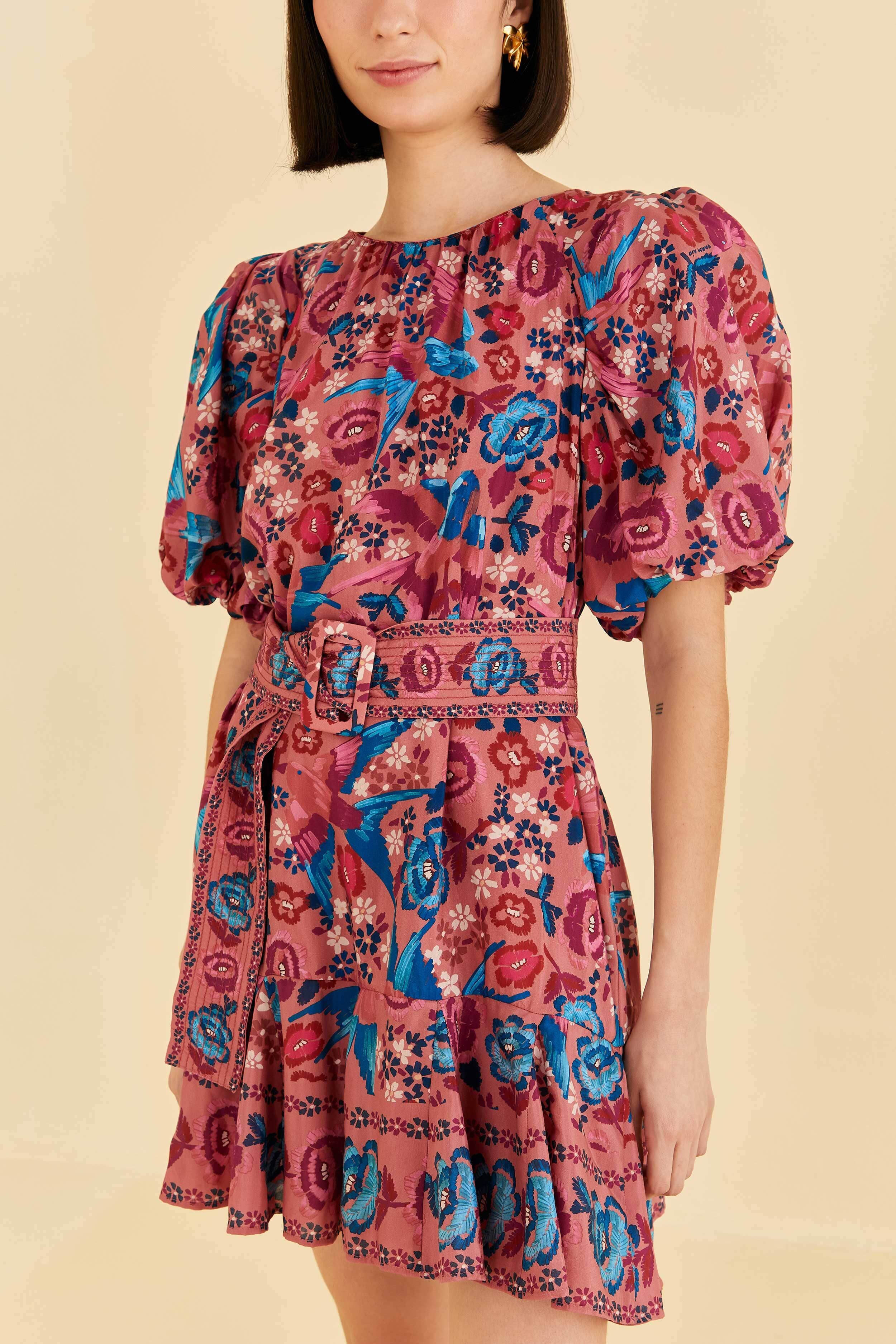 Blush Floral Birds Mini Dress sold by FARM Rio product image thumbnail 5