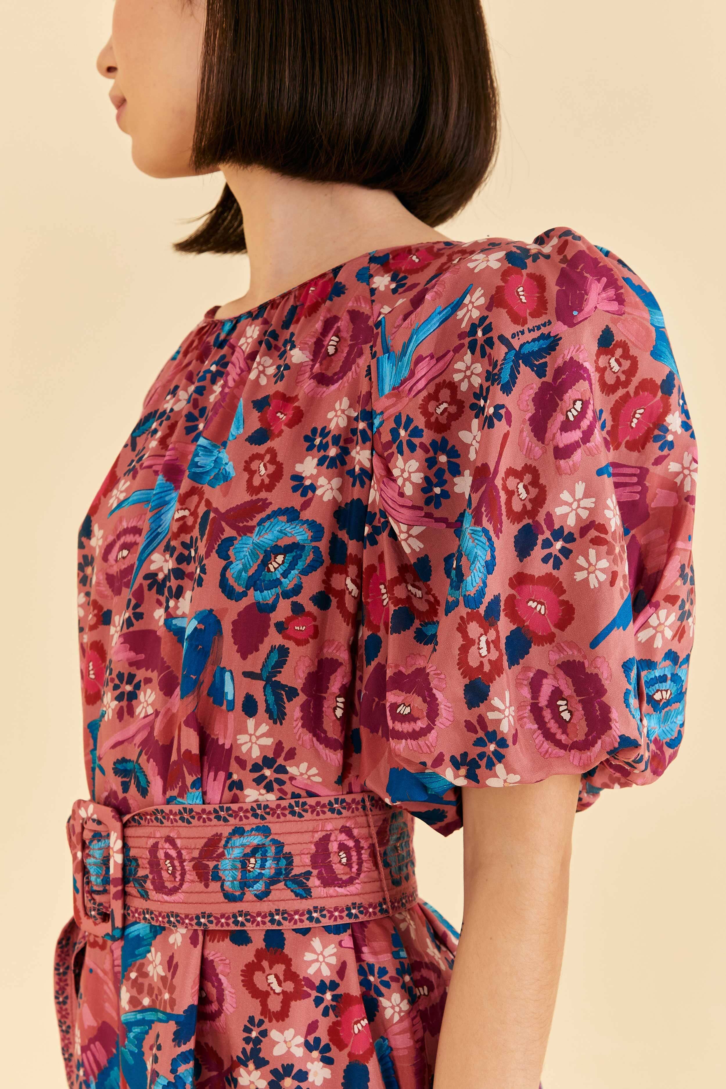 Blush Floral Birds Mini Dress sold by FARM Rio product image thumbnail 3