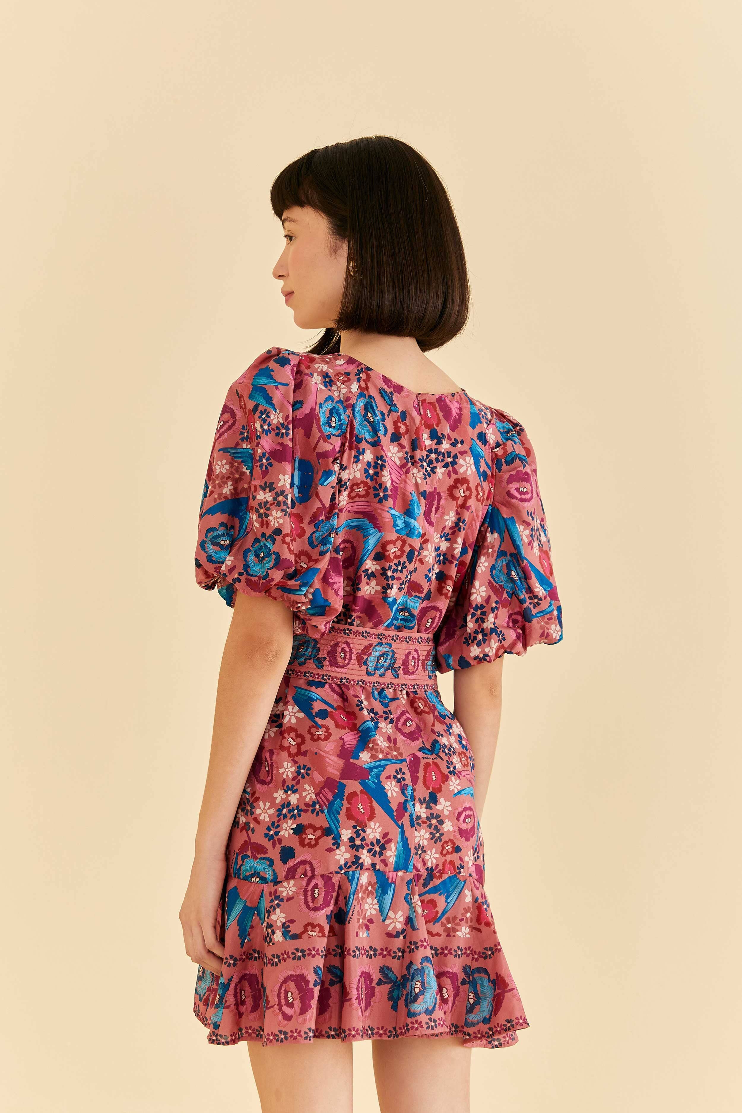 Blush Floral Birds Mini Dress sold by FARM Rio product image thumbnail 4