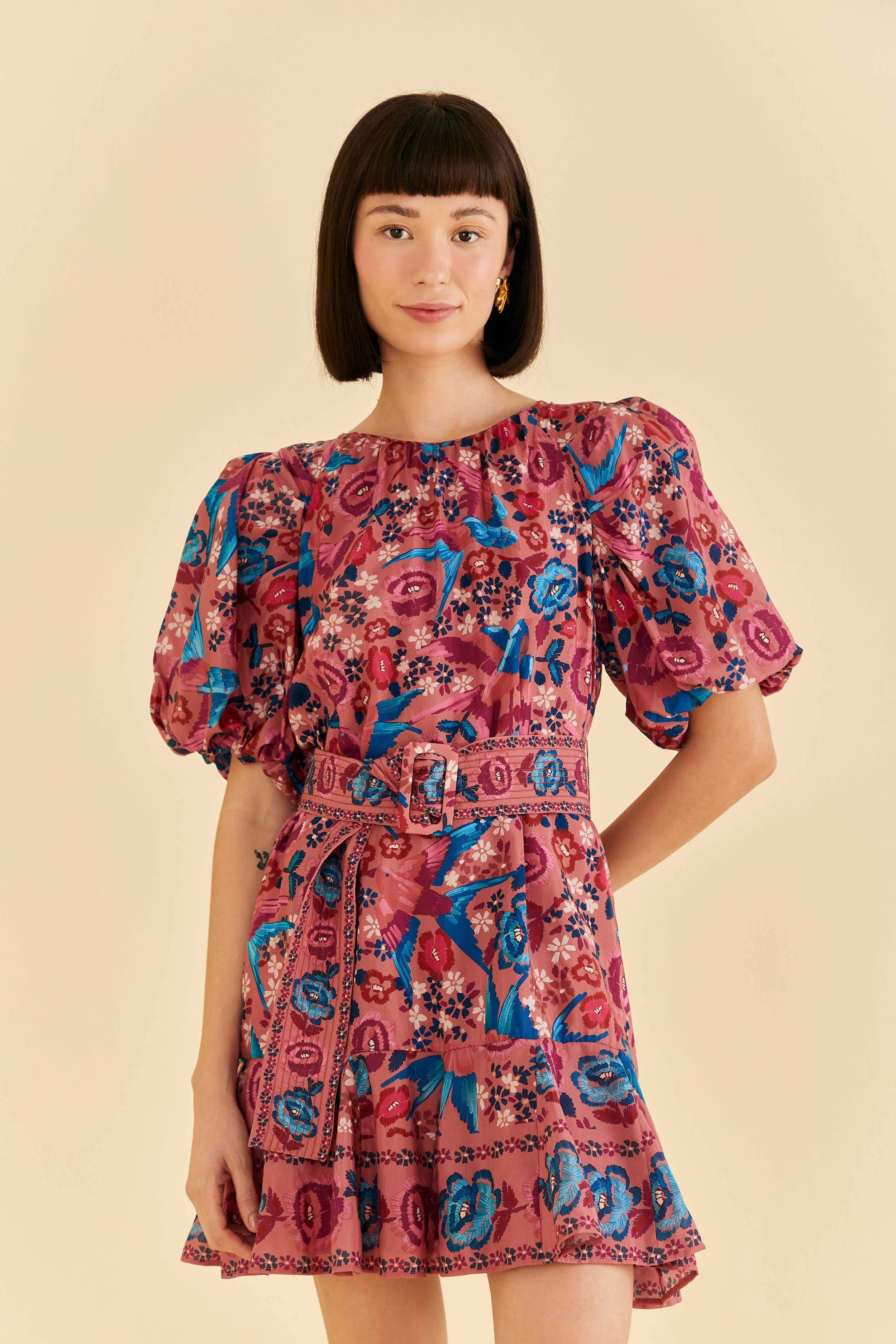 Blush Floral Birds Mini Dress sold by FARM Rio product image thumbnail 2