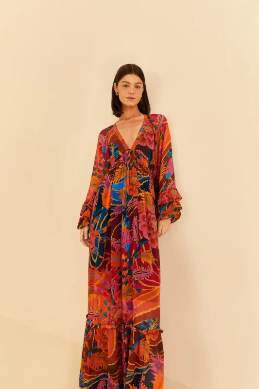 Vintage Wave Long Sleeve Maxi Dress sold by FARM Rio