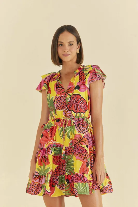 Yellow Fruit Dream Ruffle Mini Dress sold by FARM Rio