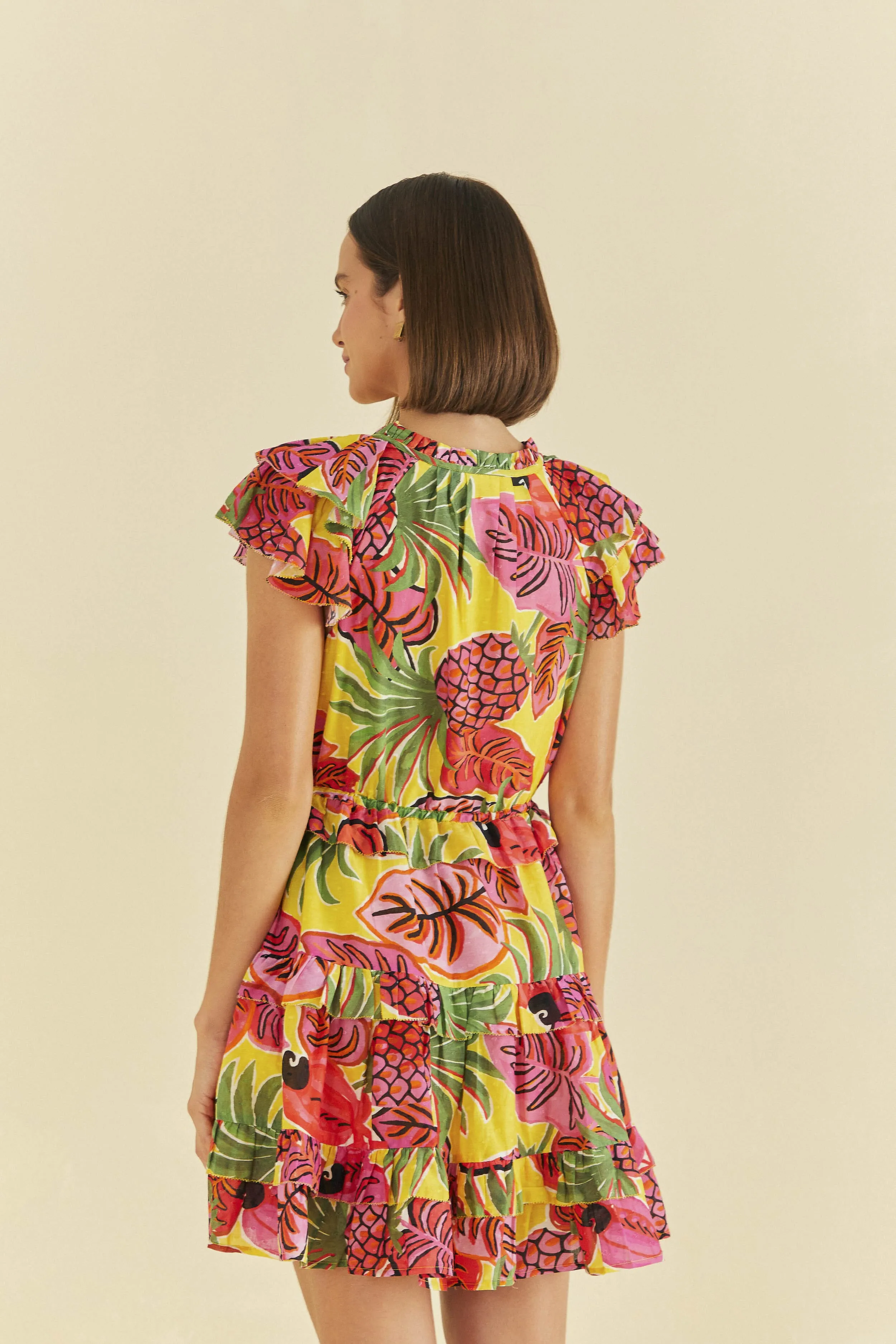 Yellow Fruit Dream Ruffle Mini Dress sold by FARM Rio product image thumbnail 4