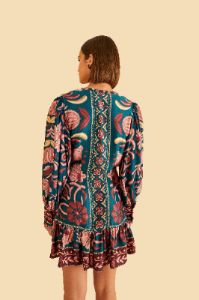 Teal Seashell Tapestry Lenzing™ Ecovero™ Viscose Mini Dress sold by FARM Rio