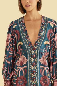 Teal Seashell Tapestry Lenzing™ Ecovero™ Viscose Mini Dress sold by FARM Rio