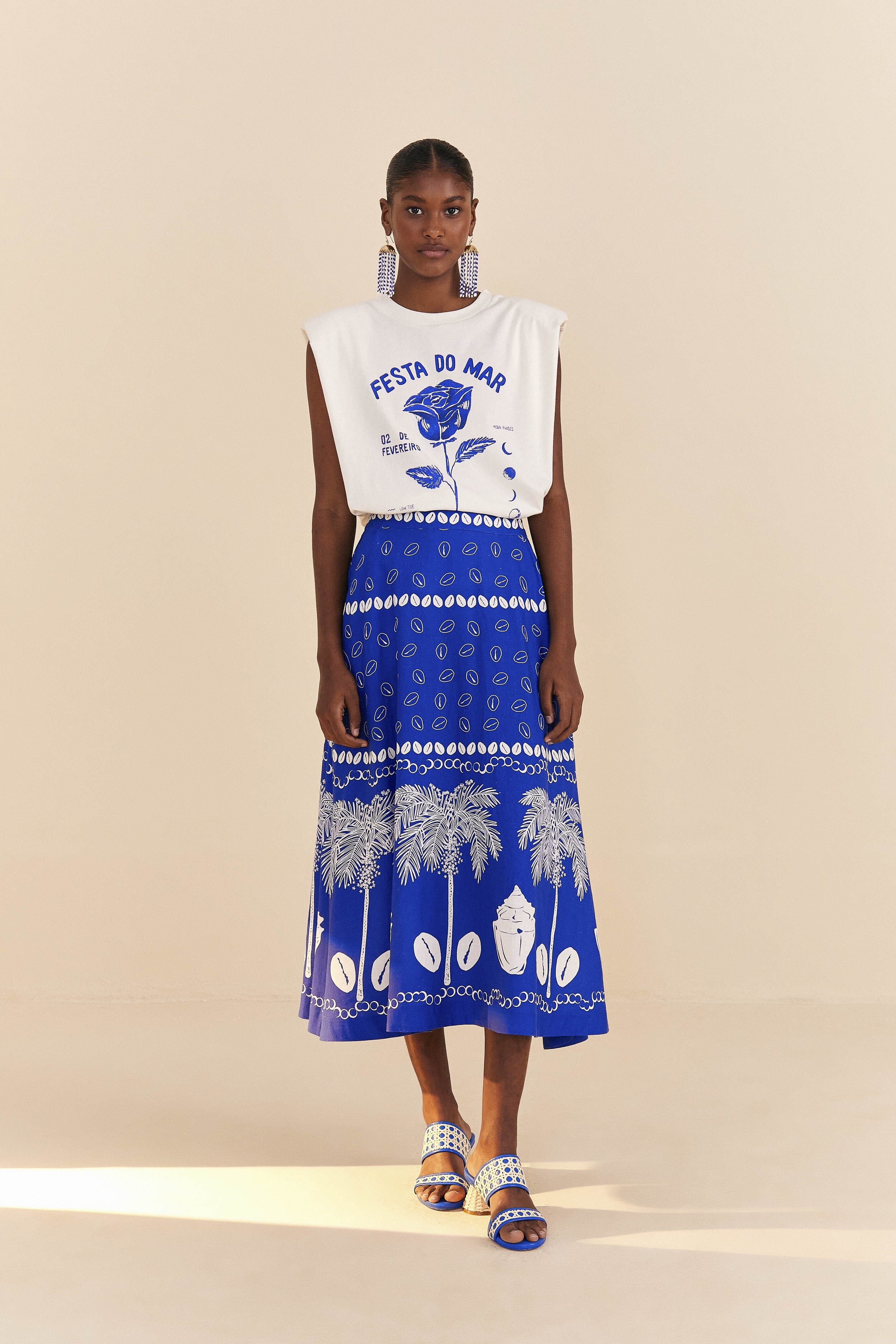 Blue Ondina Midi Skirt sold by FARM Rio product image thumbnail 2