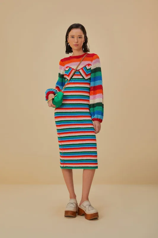 Colorful Stripes Crochet Midi Dress sold by FARM Rio
