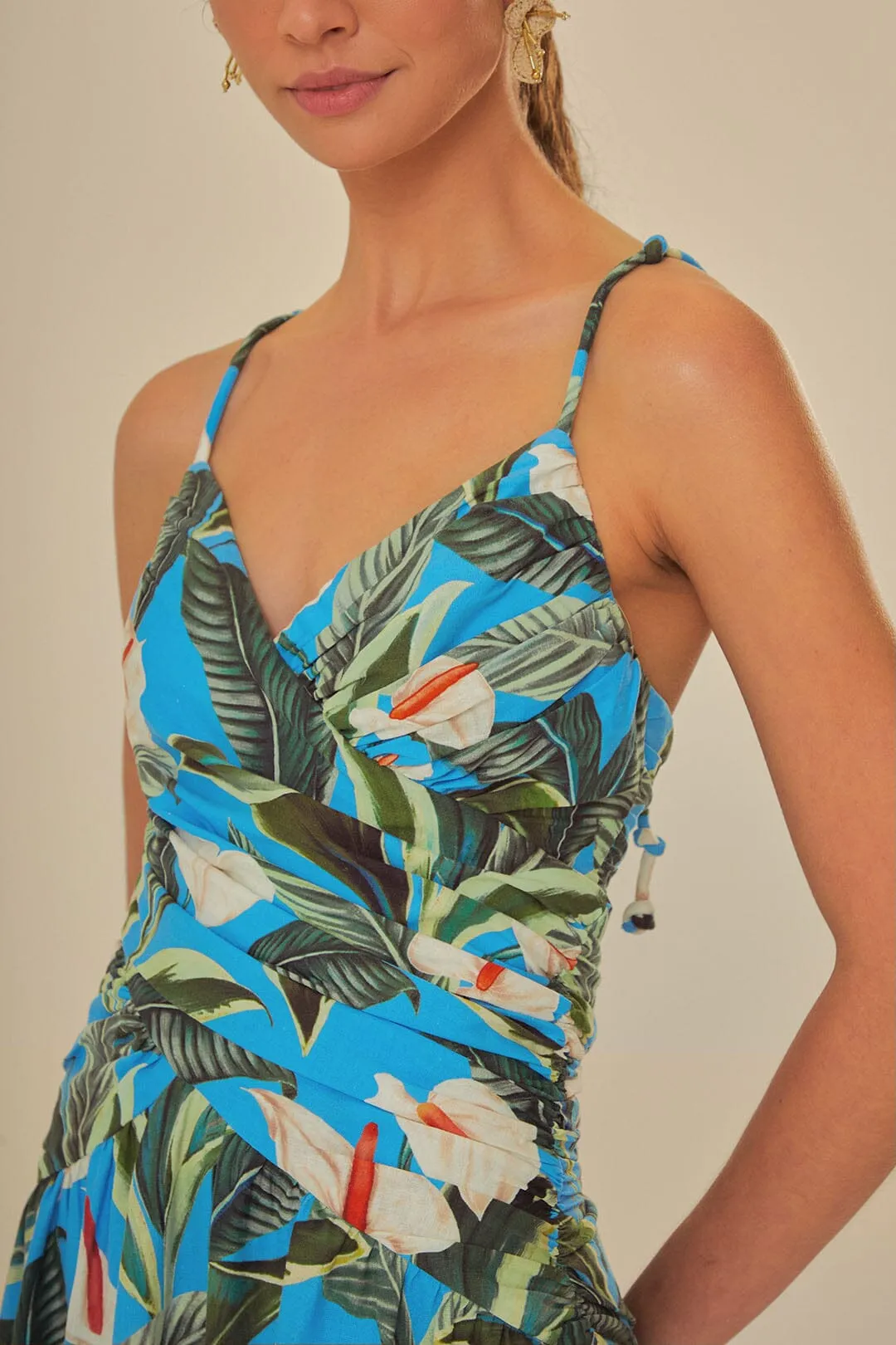 Blue Anthurium Garden LENZING™ ECOVERO™ Euroflax™ Maxi Dress sold by FARM Rio product image thumbnail 2