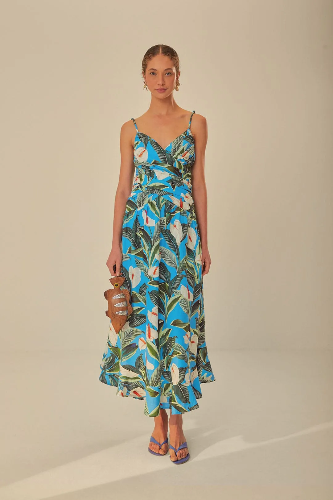 Blue Anthurium Garden LENZING™ ECOVERO™ Euroflax™ Maxi Dress sold by FARM Rio