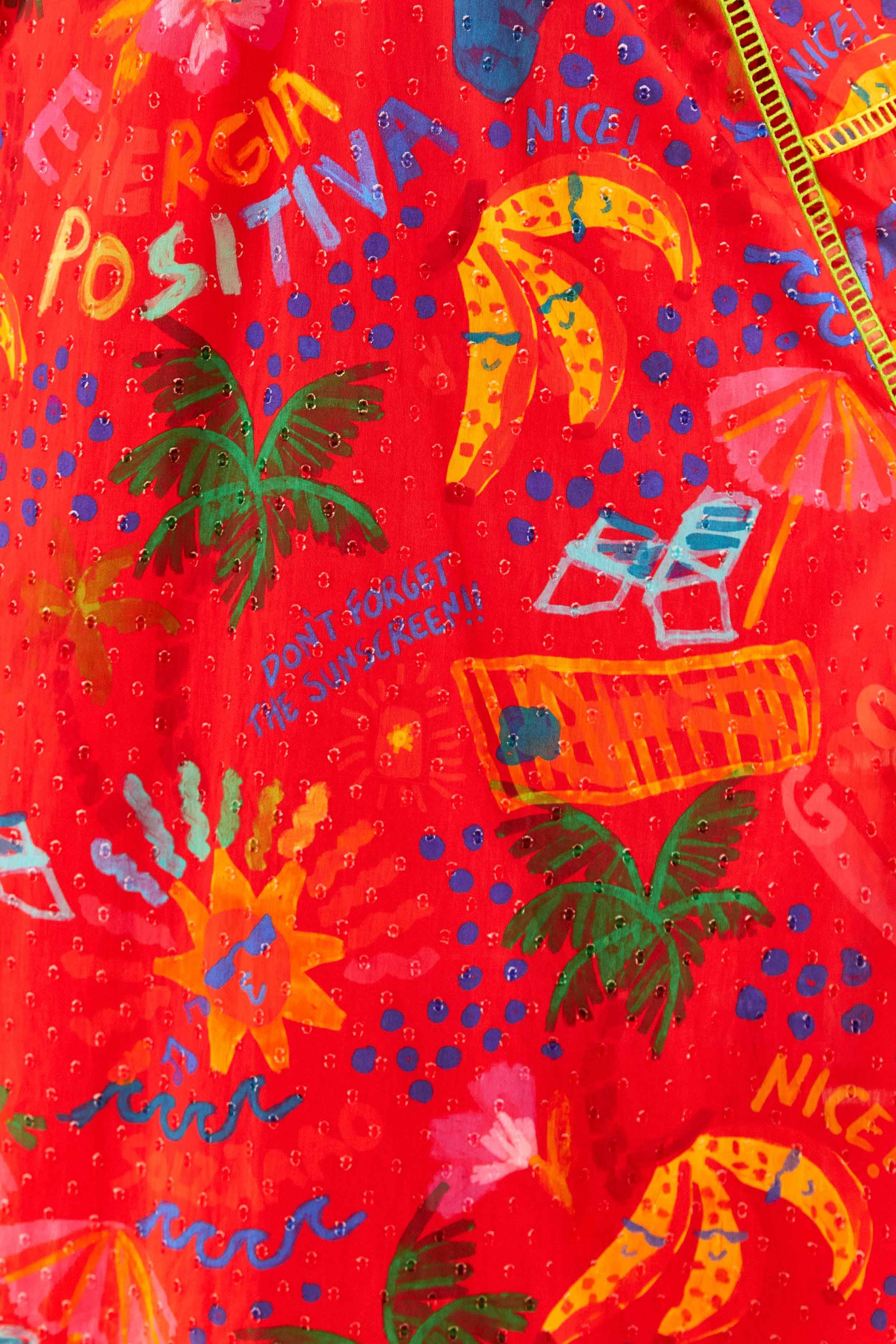 Red Good Vibes V Neck Maxi Dress sold by FARM Rio product image thumbnail 7