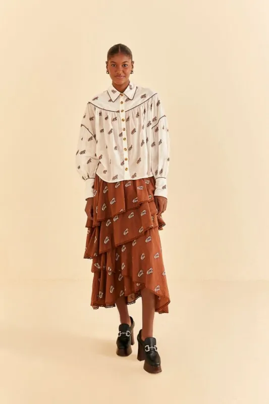 Off-White Embroidered Horses Blouse sold by FARM Rio