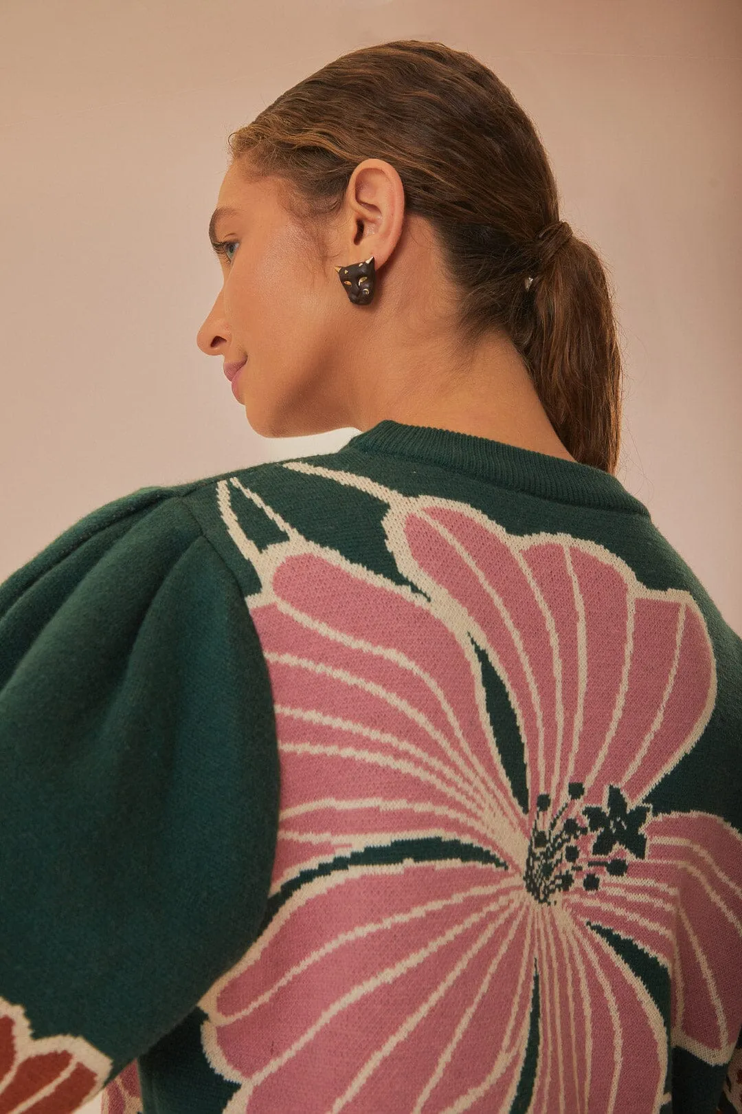 Green Honolulu Flowers Knit Sweater sold by FARM Rio product image thumbnail 4