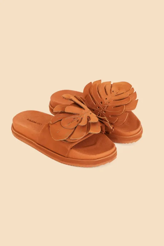Caramel Monstera Anatomic Slide Sandal sold by FARM Rio