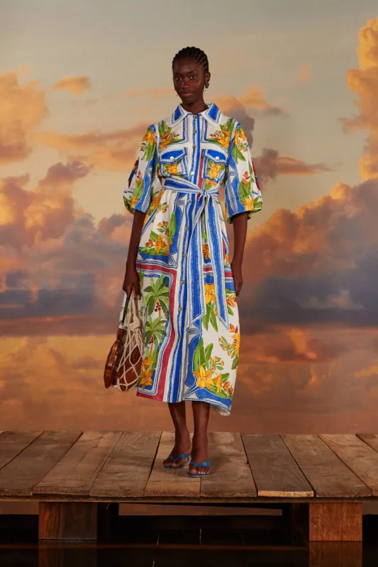 Off-White Tropical Destination Midi Dress sold by FARM Rio