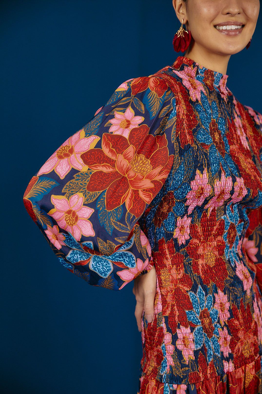 Navy Garden Smocked Mini Dress sold by FARM Rio product image thumbnail 4