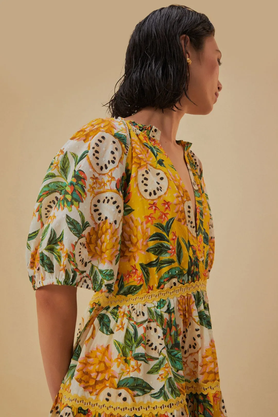 Yellow Biriba Mix Mini Dress sold by FARM Rio product image thumbnail 3