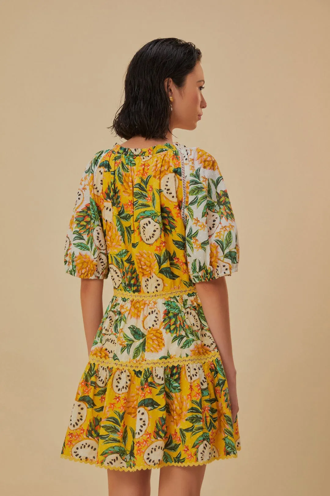 Yellow Biriba Mix Mini Dress sold by FARM Rio product image thumbnail 4