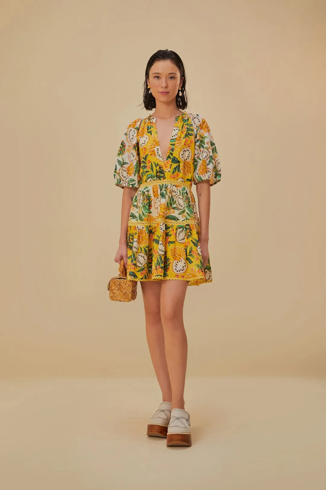 Yellow Biriba Mix Mini Dress sold by FARM Rio product image thumbnail 2