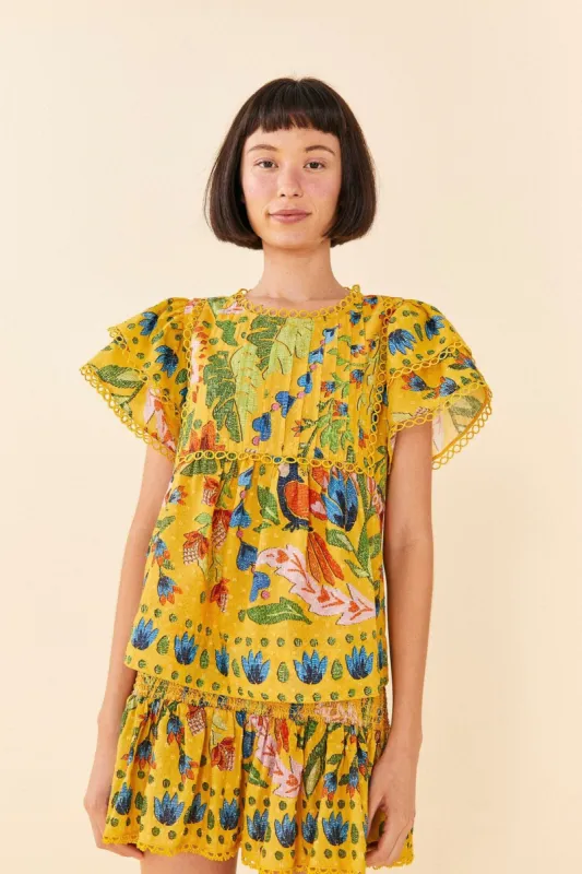 Yellow Summer Garden Blouse sold by FARM Rio