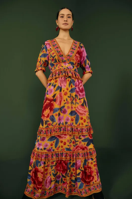 Yellow Summer Garden Maxi Dress | Parallel